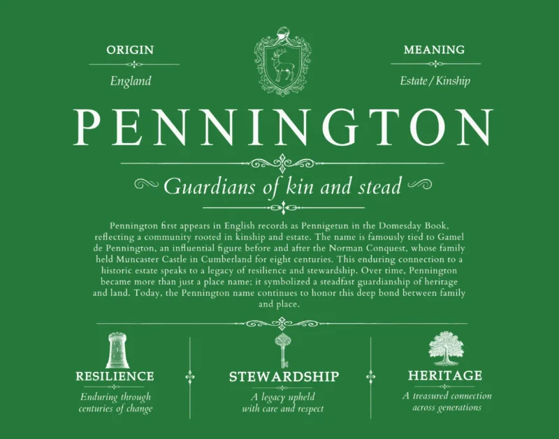 Pennington surname heritage and history in Dark Green