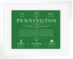 Pennington surname heritage and history in Dark Green with White Matte Frame