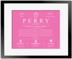 Perry surname meaning origin and heritage in Pink with Black Matte Frame