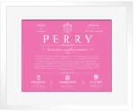 Perry surname meaning origin and heritage in Pink with White Matte Frame