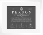 Person surname origin and history in Gray with White Matte Frame