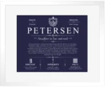 Petersen surname origin and history in Navy Blue with White Matte Frame Petersen surname origin and history in Navy Blue with White Matte Frame