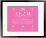 Pham surname meaning history and origin in Pink with Black Matte Frame