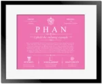 Phan surname origin and family heritage in Pink with Black Matte Frame