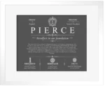 Pierce surname origin and family heritage in Gray with White Matte Frame Pierce surname origin and family heritage in Gray with White Matte Frame