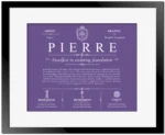 Pierre surname meaning history and origin in Purple with Black Matte Frame