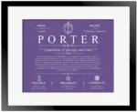 Porter family name history in Purple with Black Matte Frame
