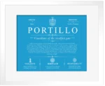 Portillo family name heritage in Blue with White Matte Frame