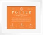 Potter surname heritage and history in Orange with White Matte Frame Potter surname heritage and history in Orange with White Matte Frame