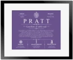 Pratt surname meaning origin and heritage in Purple with Black Matte Frame