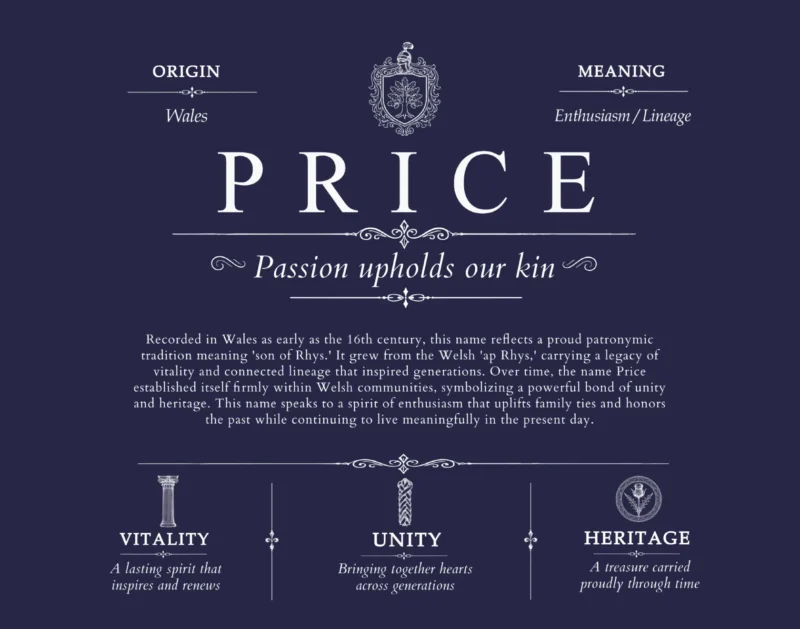 Price family name origin and history in Navy Blue