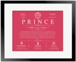 Prince family name heritage in Red with Black Matte Frame