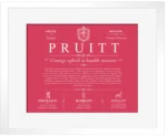 Pruitt family name meaning and origin in Red with White Matte Frame