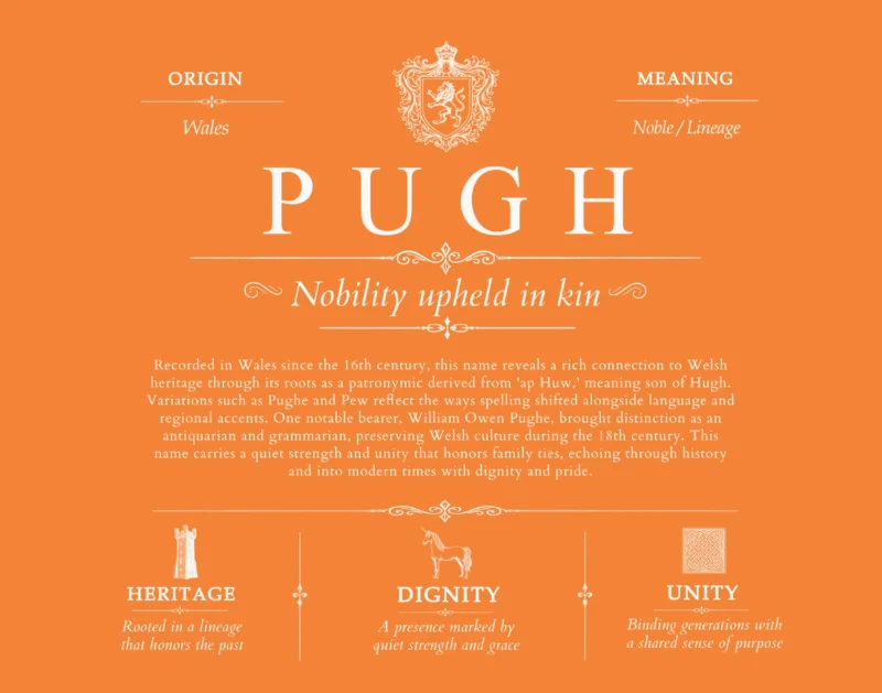 Pugh surname origin and history in Orange