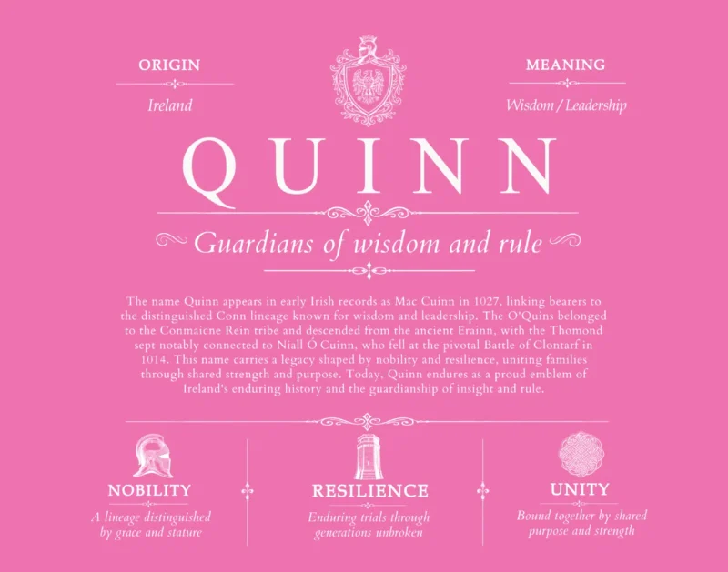 Quinn surname history and family heritage in Pink