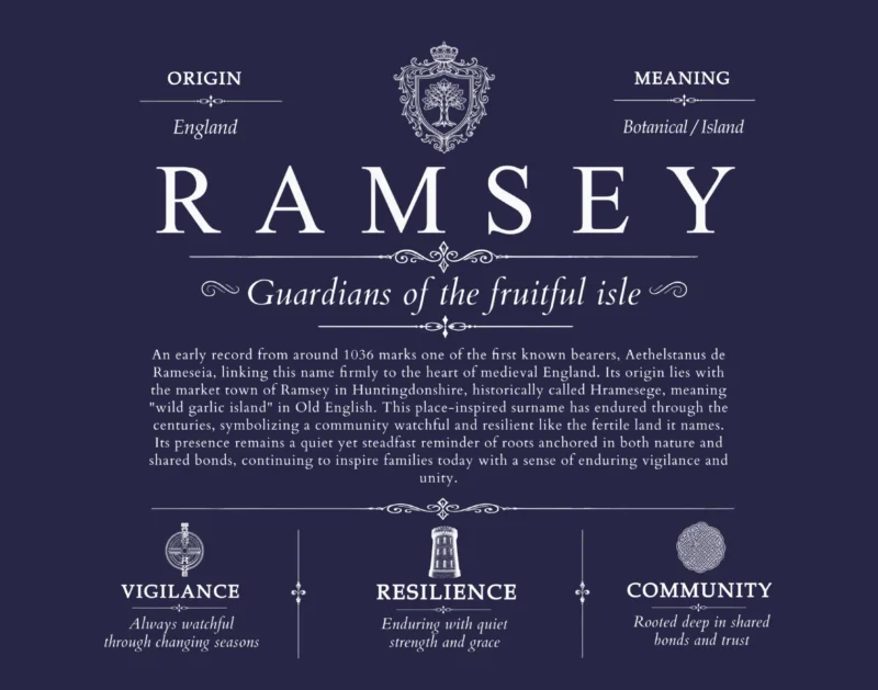 Ramsey family name history in Navy Blue