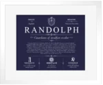 Randolph surname meaning and heritage in Navy Blue with White Matte Frame Randolph surname meaning and heritage in Navy Blue with White Matte Frame