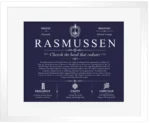 Rasmussen surname meaning history and origin in Navy Blue with White Matte Frame Rasmussen surname meaning history and origin in Navy Blue with White Matte Frame