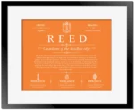 Reed last name origin and heritage in Orange with Black Matte Frame