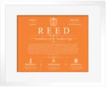 Reed last name origin and heritage in Orange with White Matte Frame Reed last name origin and heritage in Orange with White Matte Frame