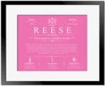 Reese family name history in Pink with Black Matte Frame