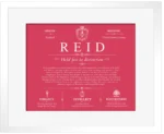 Reid last name meaning and origin in Red with White Matte Frame