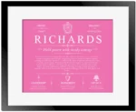 Richards last name history and origin in Pink with Black Matte Frame