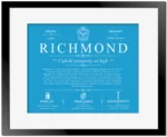Richmond surname meaning and origin in Blue with Black Matte Frame