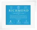 Richmond surname meaning and origin in Blue with White Matte Frame