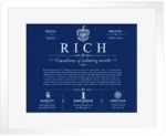 Rich last name history and origin in Deep Blue with White Matte Frame