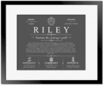 Riley family name heritage in Gray with Black Matte Frame