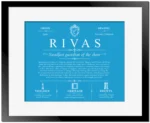 Rivas last name meaning and origin in Blue with Black Matte Frame