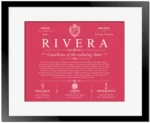 Rivera surname meaning and origin in Red with Black Matte Frame