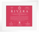 Rivera surname meaning and origin in Red with White Matte Frame