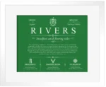 Rivers last name meaning and origin in Dark Green with White Matte Frame Rivers last name meaning and origin in Dark Green with White Matte Frame