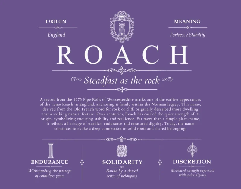 Roach personalized surname meaning in Purple
