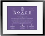 Roach personalized surname meaning in Purple with Black Matte Frame