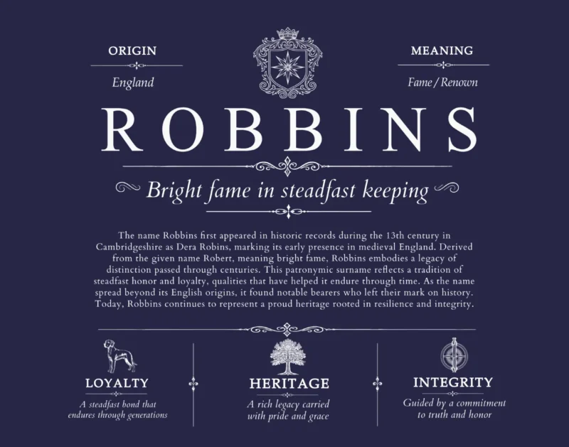 Robbins personalized surname meaning in Navy Blue