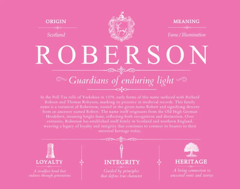 Roberson surname meaning and origin in Pink