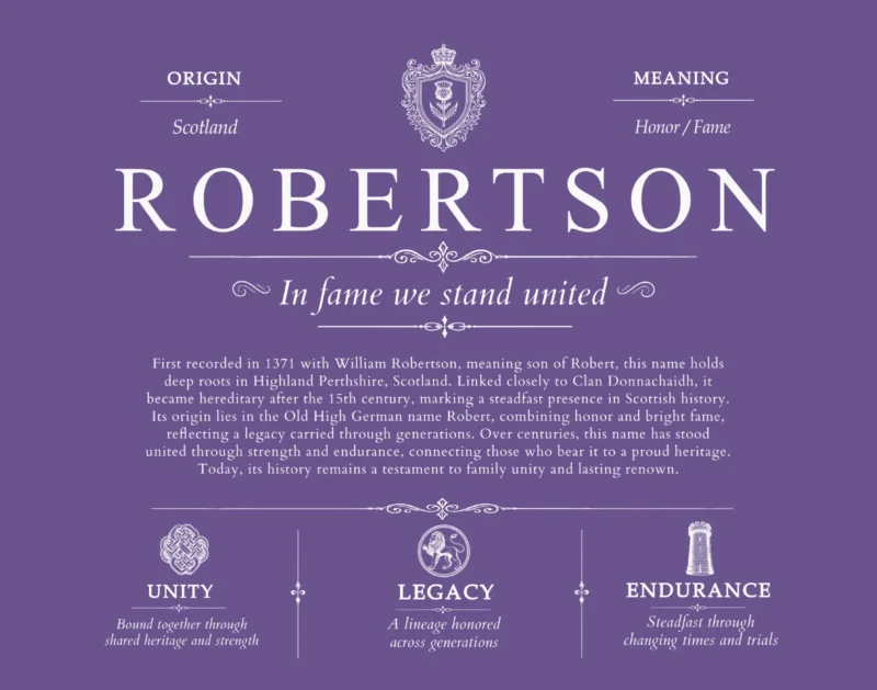 Robertson family name history in Purple