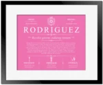 Rodriguez last name meaning and origin in Pink with Black Matte Frame