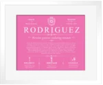Rodriguez last name meaning and origin in Pink with White Matte Frame