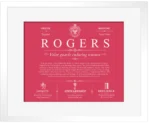 Rogers surname history and heritage in Red with White Matte Frame Rogers surname history and heritage in Red with White Matte Frame