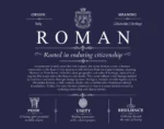 Roman family name heritage in Navy Blue
