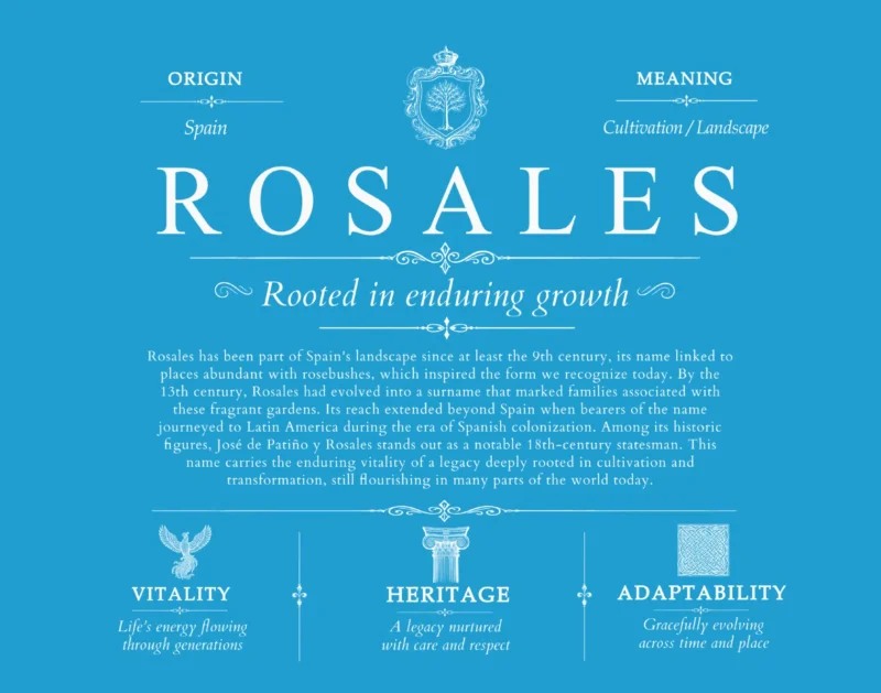 Rosales surname origin and family heritage in Blue