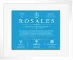 Rosales surname origin and family heritage in Blue with White Matte Frame