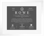 Rowe surname origin and history in Gray with White Matte Frame