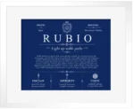 Rubio surname origin and history in Deep Blue with White Matte Frame Rubio surname origin and history in Deep Blue with White Matte Frame