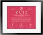 Ruiz last name meaning and origin in Red with Black Matte Frame