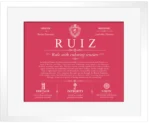 Ruiz last name meaning and origin in Red with White Matte Frame